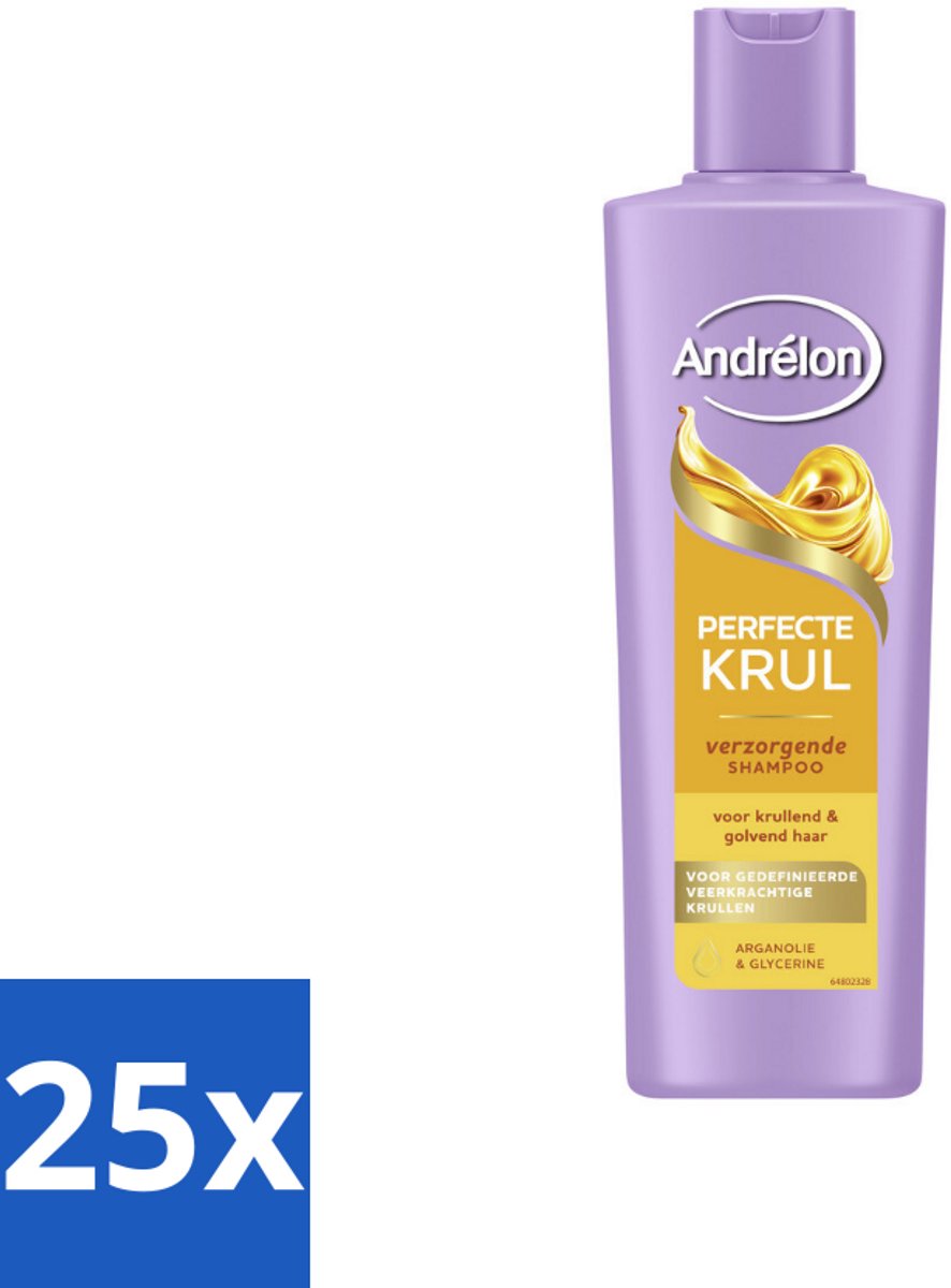 25 x Andrélon – Shampoo – Perfecte Krul – 250 ml - Krullen Verzorging - Krulshampoo - Kruldefinitie - Pluisvrij Haar - Krulverzorging