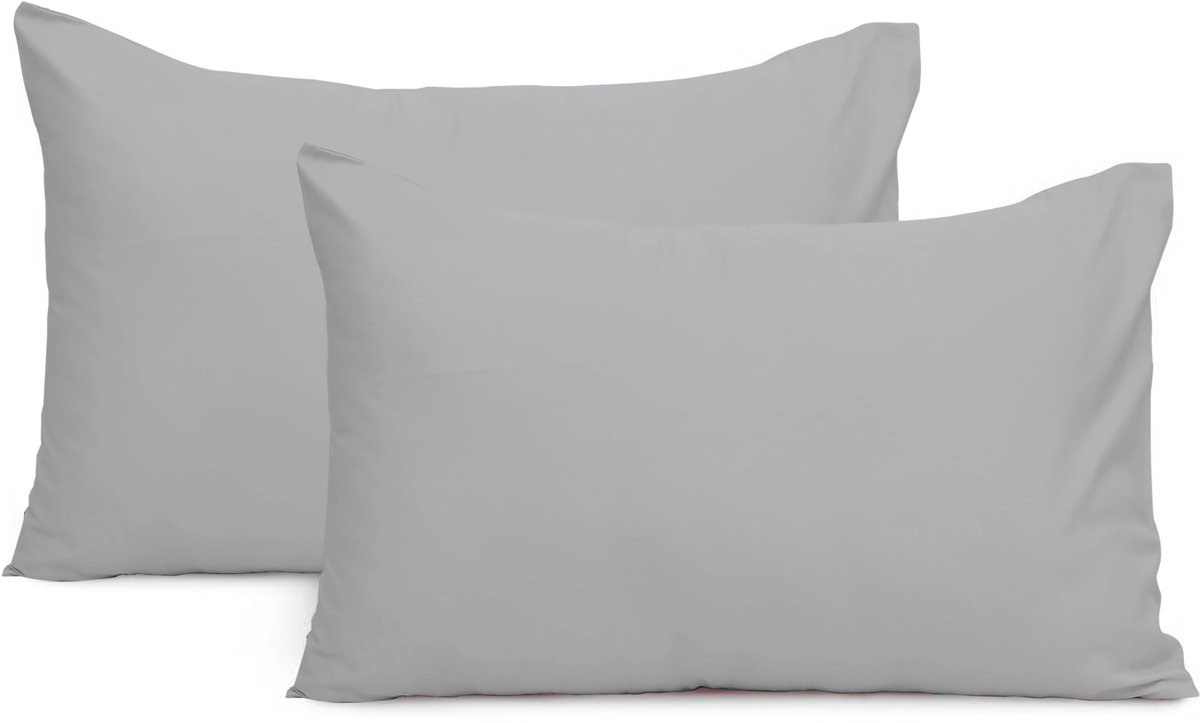 Kussenslopen 2 pack - geborsteld microvezel - grijs - zacht en comfortabel - ShopVlot