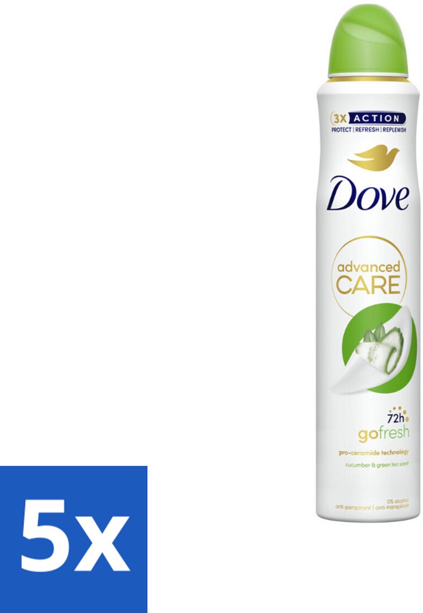 5 x Dove Deodorant Spray - Komkommer & Groene Thee - 200 ml - Dove Deodorant Spray - Komkommer En Groene Thee - Anti-Transpirant - Zweetvermindering - Huidverzorging