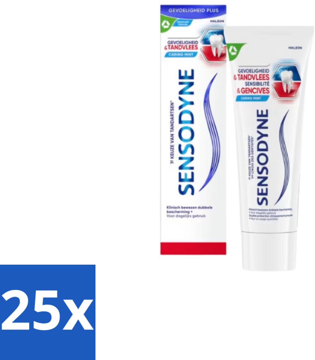 25 x Sensodyne - Tandpasta - Gevoeligheid & Tandvlees - Tandvleesverzorging - 75 ml - Gevoelige Tanden - Tandvleesbescherming - Tandpasta - Tandgevoeligheid - Tandvleesproblemen