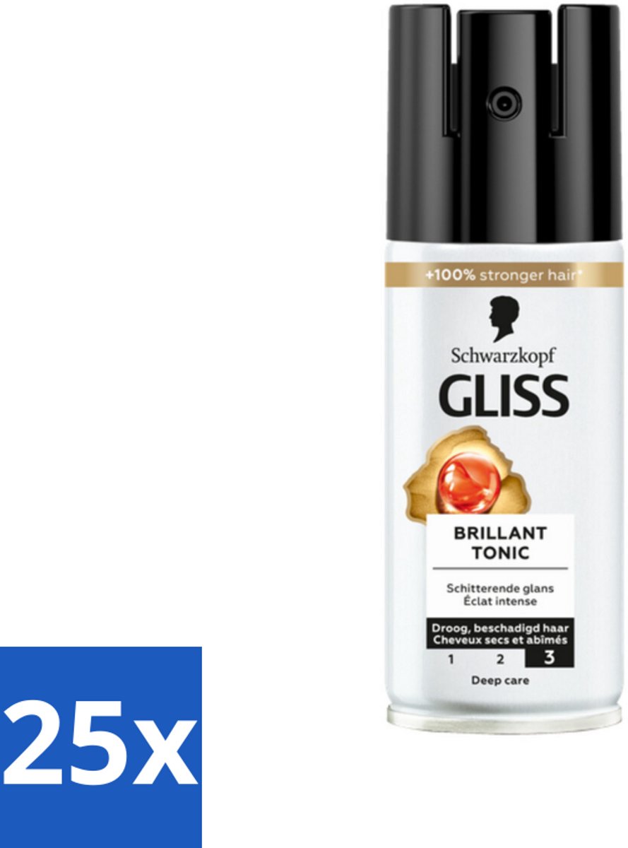 25 x Gliss - Total Repair Brilliant Tonic - Voor Droog en Beschadigd Haar - 100 ml - Haartonic - Glansspray - Droog Haar - Beschadigd Haar - Haarverzorging
