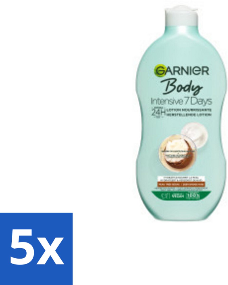 5 x Garnier - Body - Bodylotion - Intensive 7 Days - Herstellend - Karitéboter & Probiotica - 400 ml - Bodylotion - Hydratatie - Huidverzorging - Droge Huid - Huidbarrière