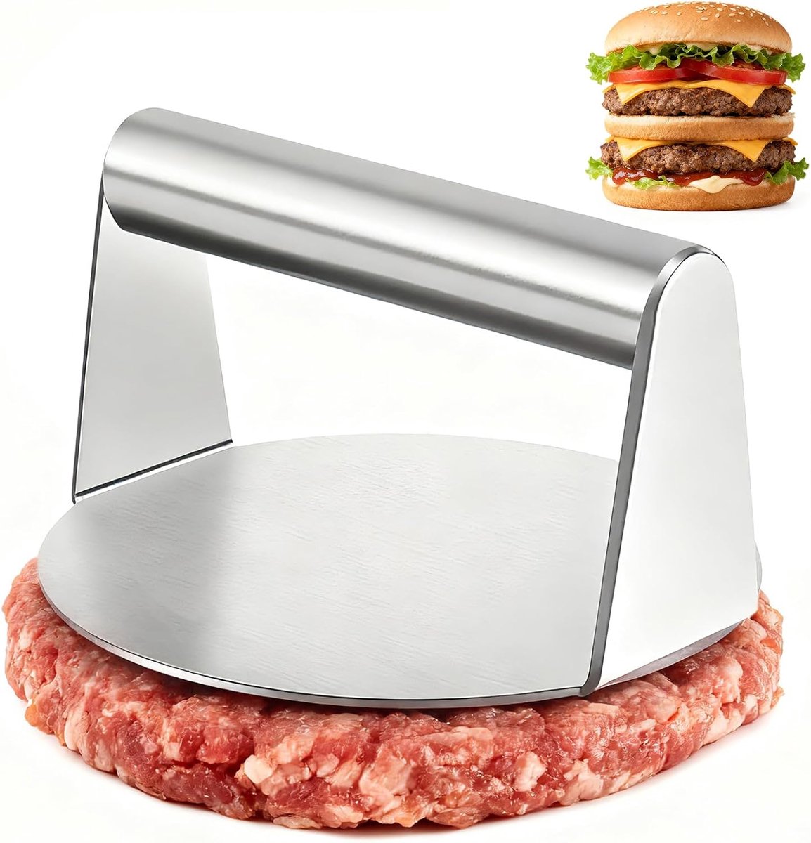 Burger press 5.5 inch rond - roestvrij staal 304 - professioneel BBQ accessoire - perfect voor smash burgers - ShopVlot