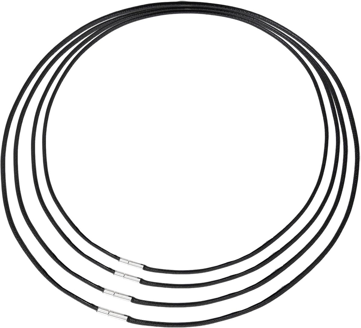 Halsketting 4 Stuks 2 mm Zwart - Leer - Geschikt voor Hangers - Perfect voor Mannen en Vrouwen - ShopVlot