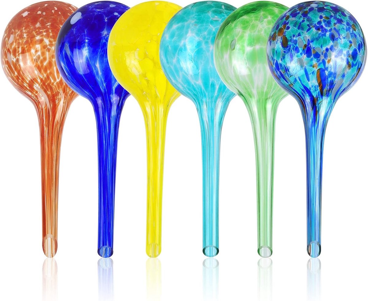 Plantenbewateringsbollen - Multikleur - 2,4 x 6 inch - Handgeblazen Glazen Waterers - Voor Planten en Tuin