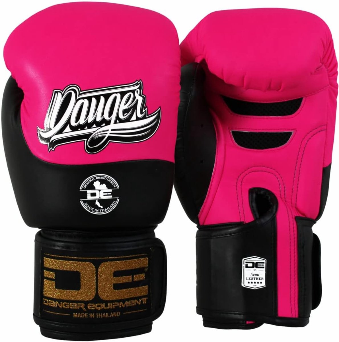 Boxing Glove Danger Evolution - Semi-Leather - Pink-Black - Product Color: Pink/Black/Product Size: 12OZ - ShopVlot
