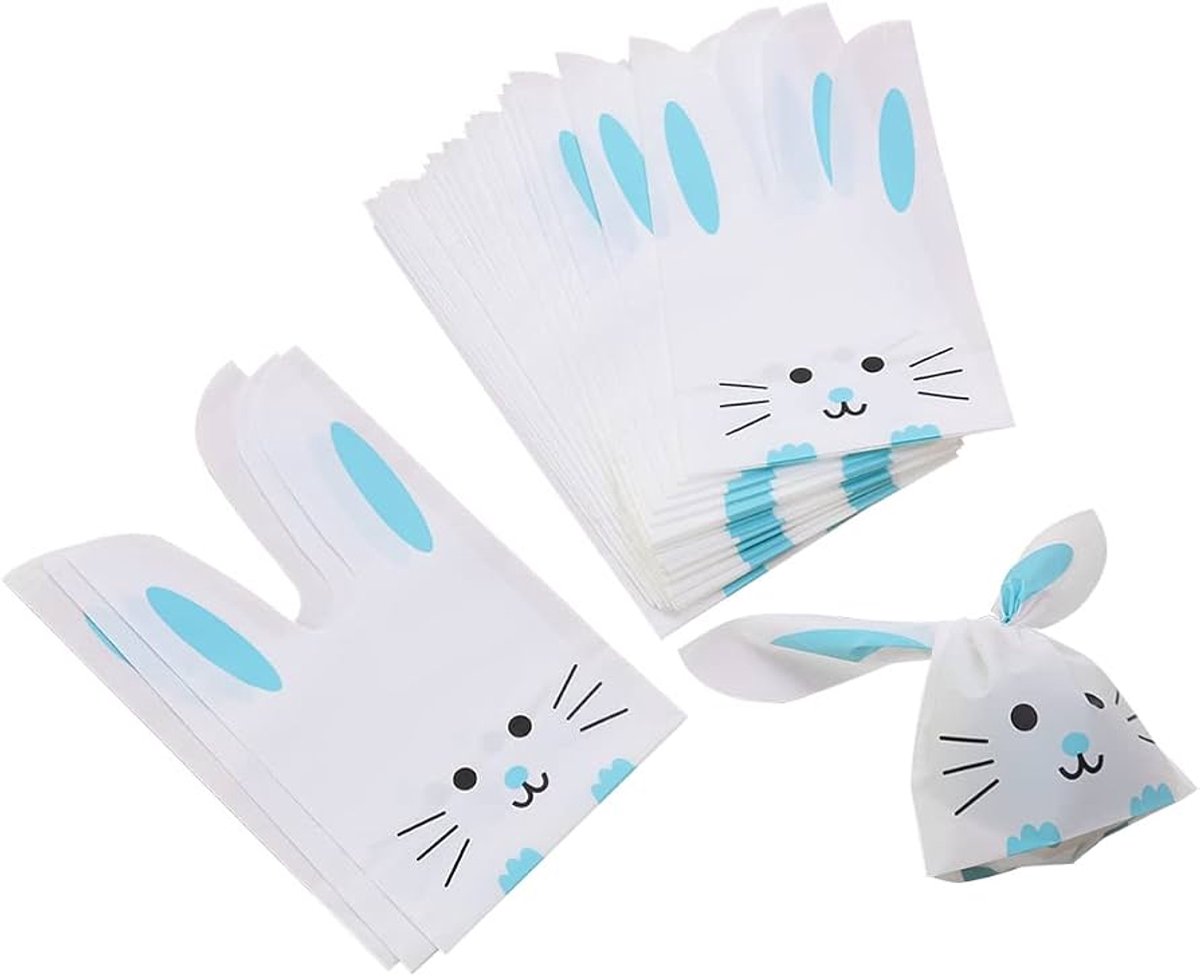 50x - Uitdeelzakjes - Traktatie zakjes - Konijn / haas - Paashaas - Cadeauzakjes - Snoepzakjes - Kinderfeestje - Candy bags - Pasen - Uitdelen - Jonyx