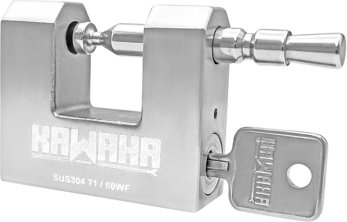 71/60KD-3SK Stainless Steel D Shape Heavy Duty Padlock with Key for Garage Door Containers Barn and Warehouse (2-3/4 - ShopVlot