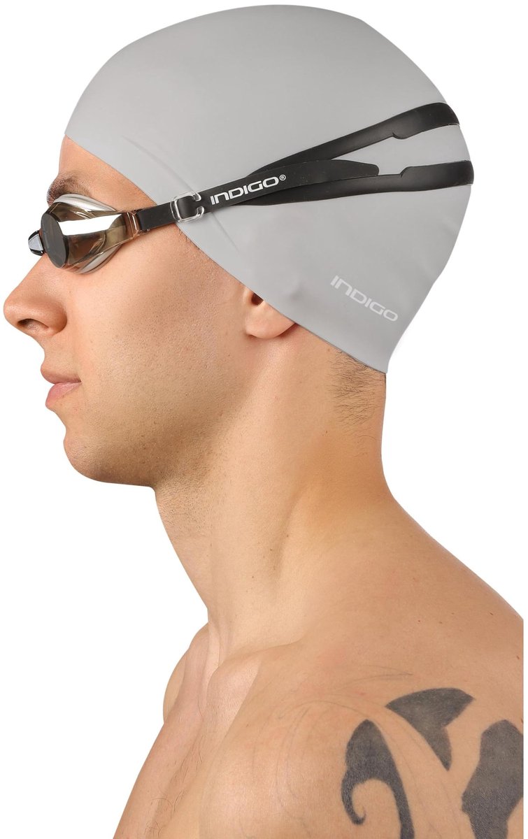 Badekap van Silikon in Indigo voor Training en Wedstrijd
