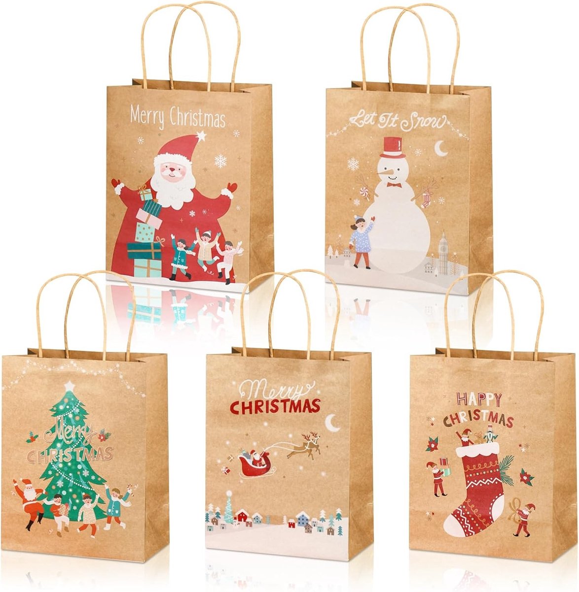 Cadeauzakjes - Kerst - 1 stuk - Papieren Cadeauverpakking - Voor Feestelijke Gifts