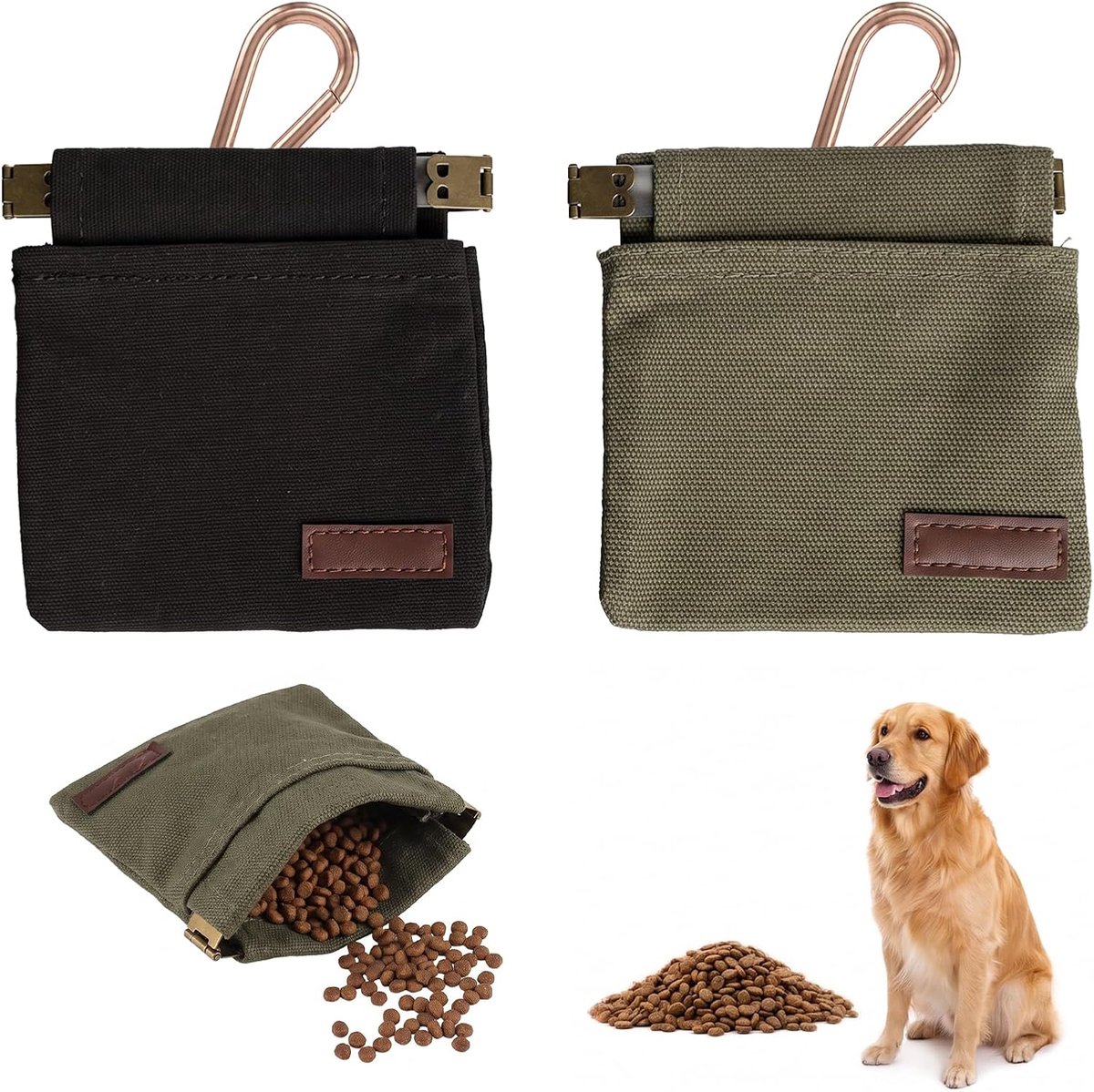 Hondensnoepjes tas 2 stuks - magnetische sluiting - waterafstotend canvas - ideaal voor hondenwandeling - ShopVlot