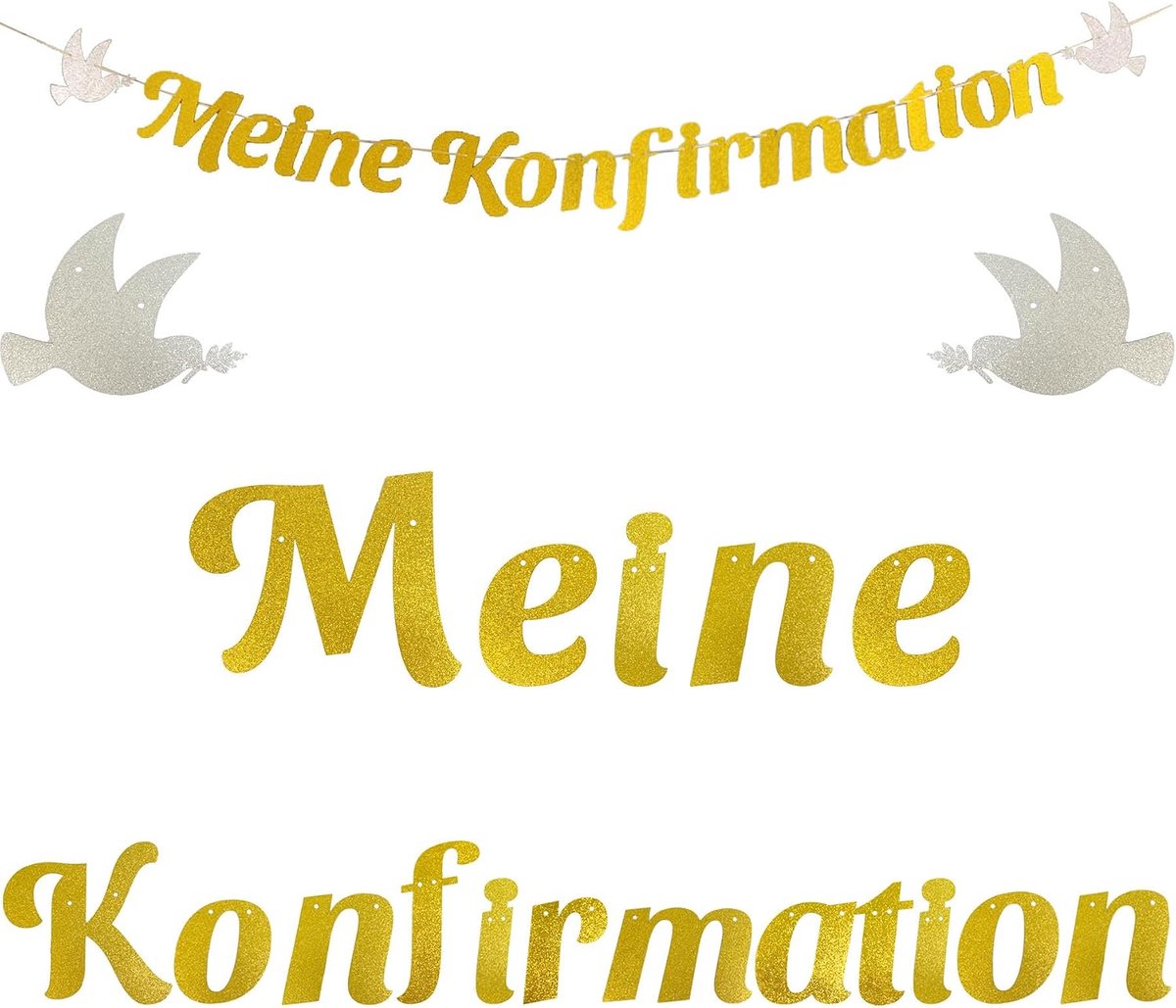 Garland "Alles Gute zum Formation" Banner Garland Gold Glitter Decoration Christening Confirmation Paper Garland - ShopVlot