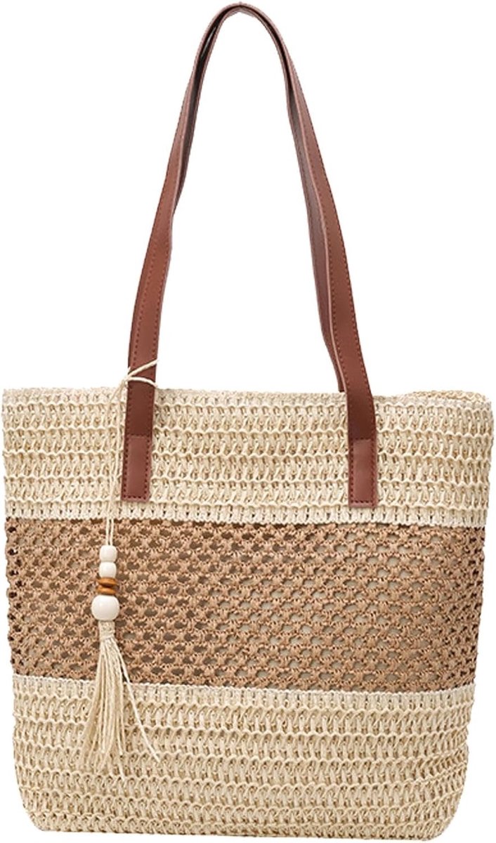 Geweven tas voor dames, stro strandtas voor dames, grote gevlochten handtas, dames, zomer, geweven stro schoudertas - ShopVlot