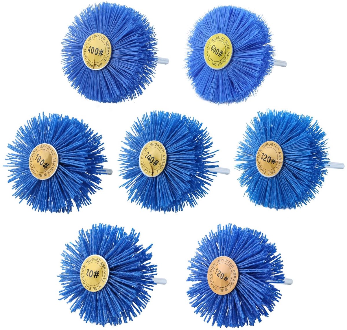 7 Pack Abrasive Nylon Wheel Brush for Drill with 1/4" Shank 80 120 180 240 320 400 Granulate Sanding Mop Sanding Wheel - ShopVlot