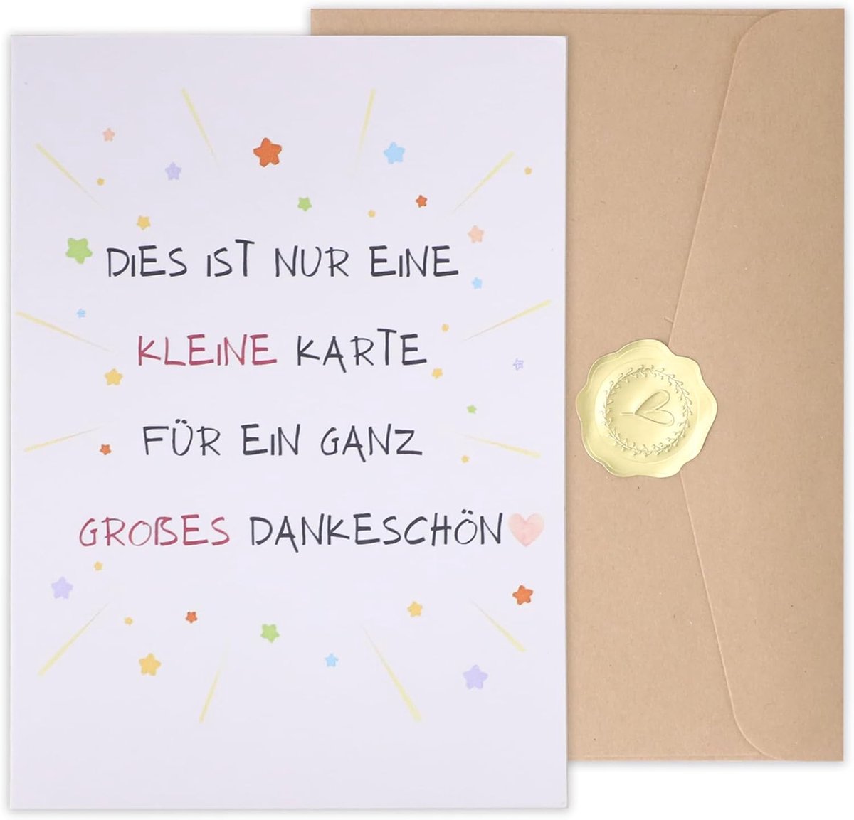 GOZINA Bedankkaarten met envelop van kraftpapier en gouden hartstickers, bedankje, bedankkaart voor familie, vrienden - ShopVlot