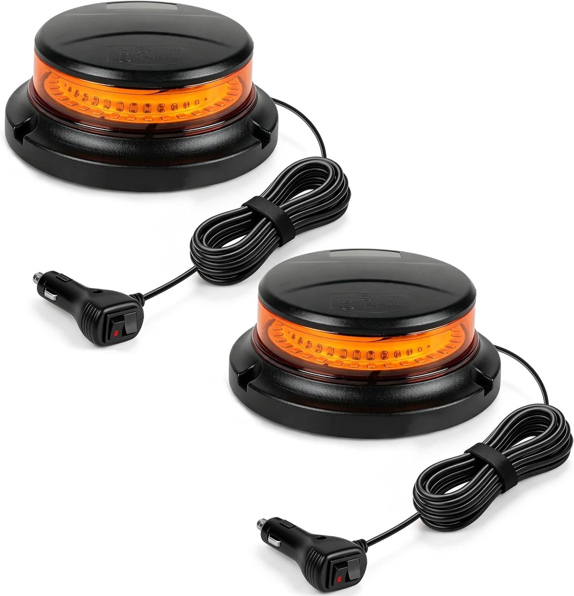2 LED flashing lights, warning lights 12 V/24 V, magnetic flat flashing light with 3 m cable, plug and play, 10 - ShopVlot