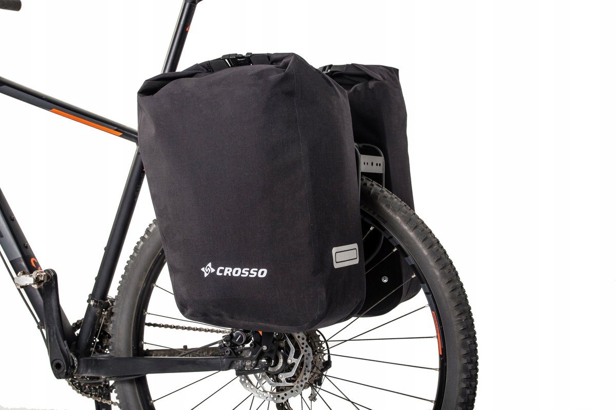 Crosso Twist 60 Fietstassen - 60L Zwart, Waterdicht, Set van 2