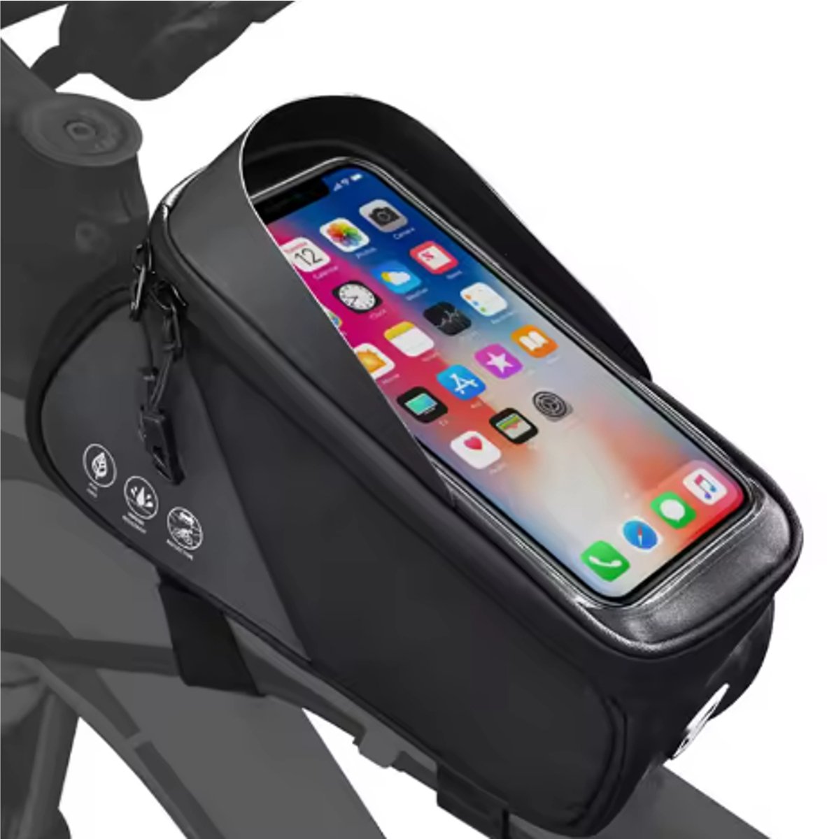Merkloze Fiets Frame Tas met Telefoonhouder - Waterdicht & Reflecterend