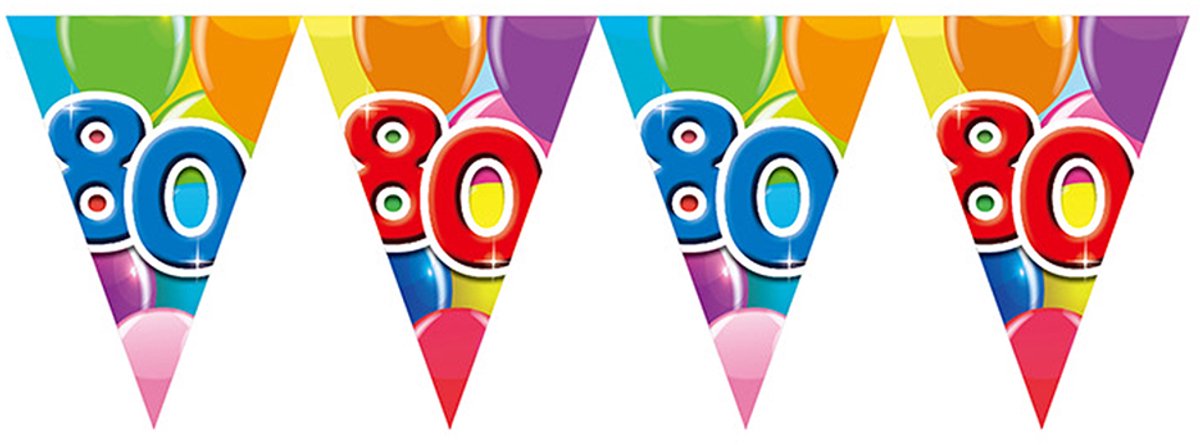 BUNTING 10M – 2-SIDE PRINT – FLAGSIZE 20X30CM – ‘80’