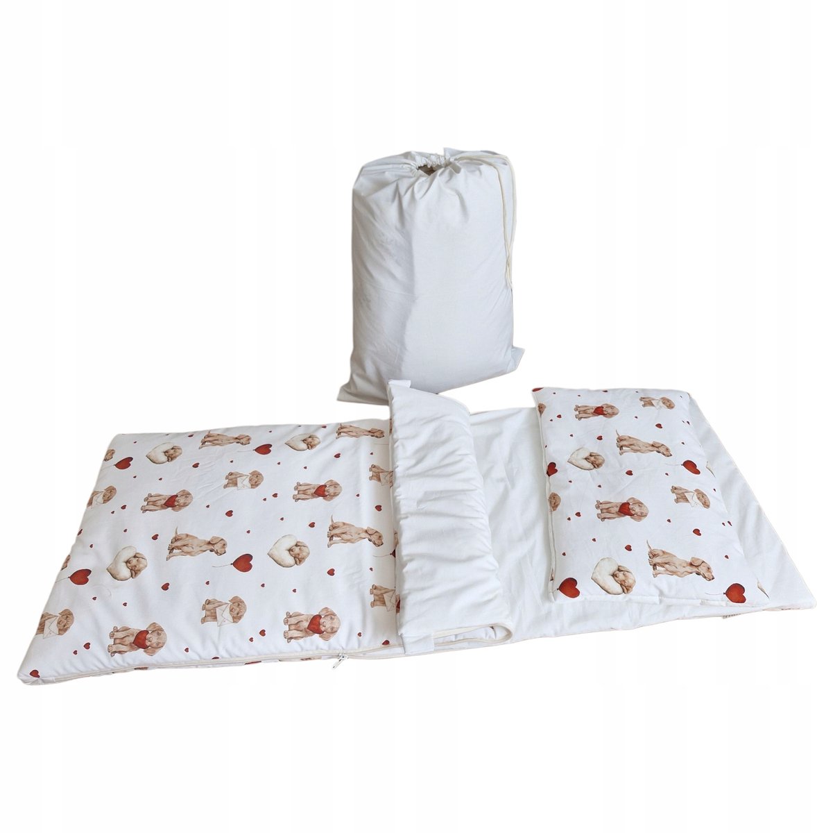 Slaapzak met kussen en tas voor kinderdagverblijf/peuterspeelzaal - Hondenprint