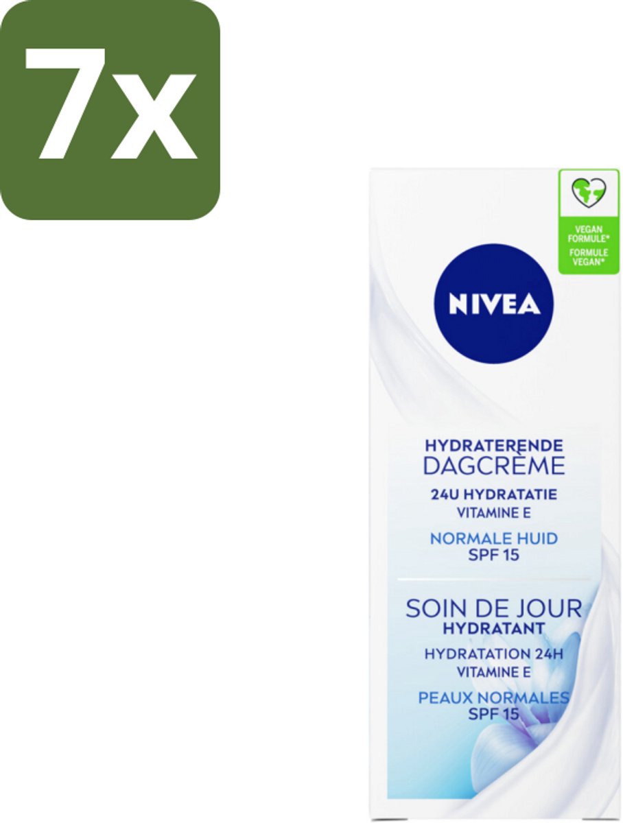NIVEA - Essentials Dagcrème - Hydraterende Gezichtscrème - Normale huid - SPF 15 - Met Vitamine E, Magnolia- & Lotusextract - 50 ml - Bulkverpakking - 7 stuks