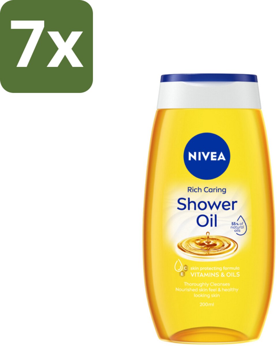 NIVEA - Doucheolie - Natuurlijke Doucheolie - 200 ml - Bulkverpakking - 7 stuks