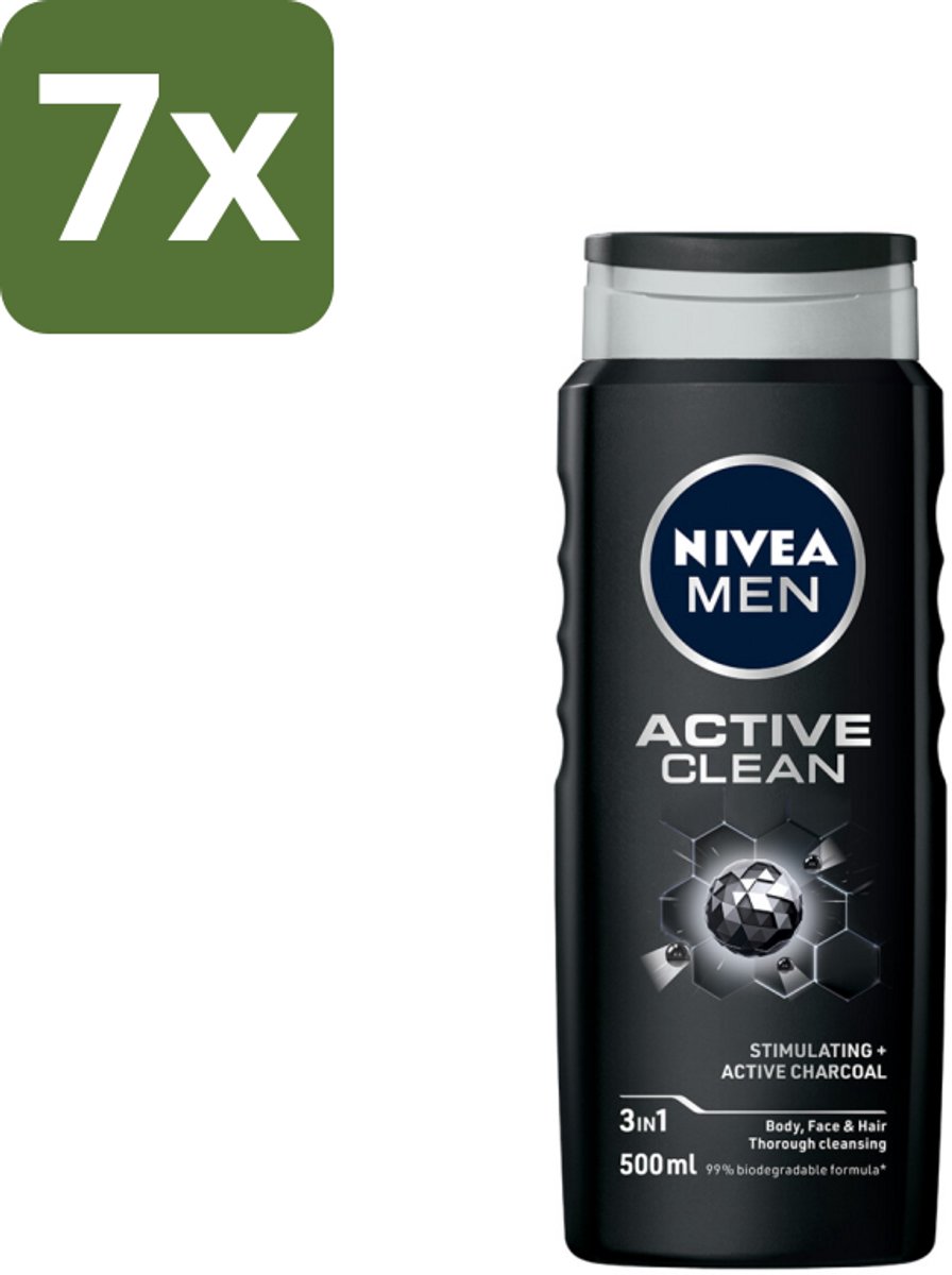 NIVEA MEN - Douchegel - Active Clean - 500 ml - Bulkverpakking - 7 stuks