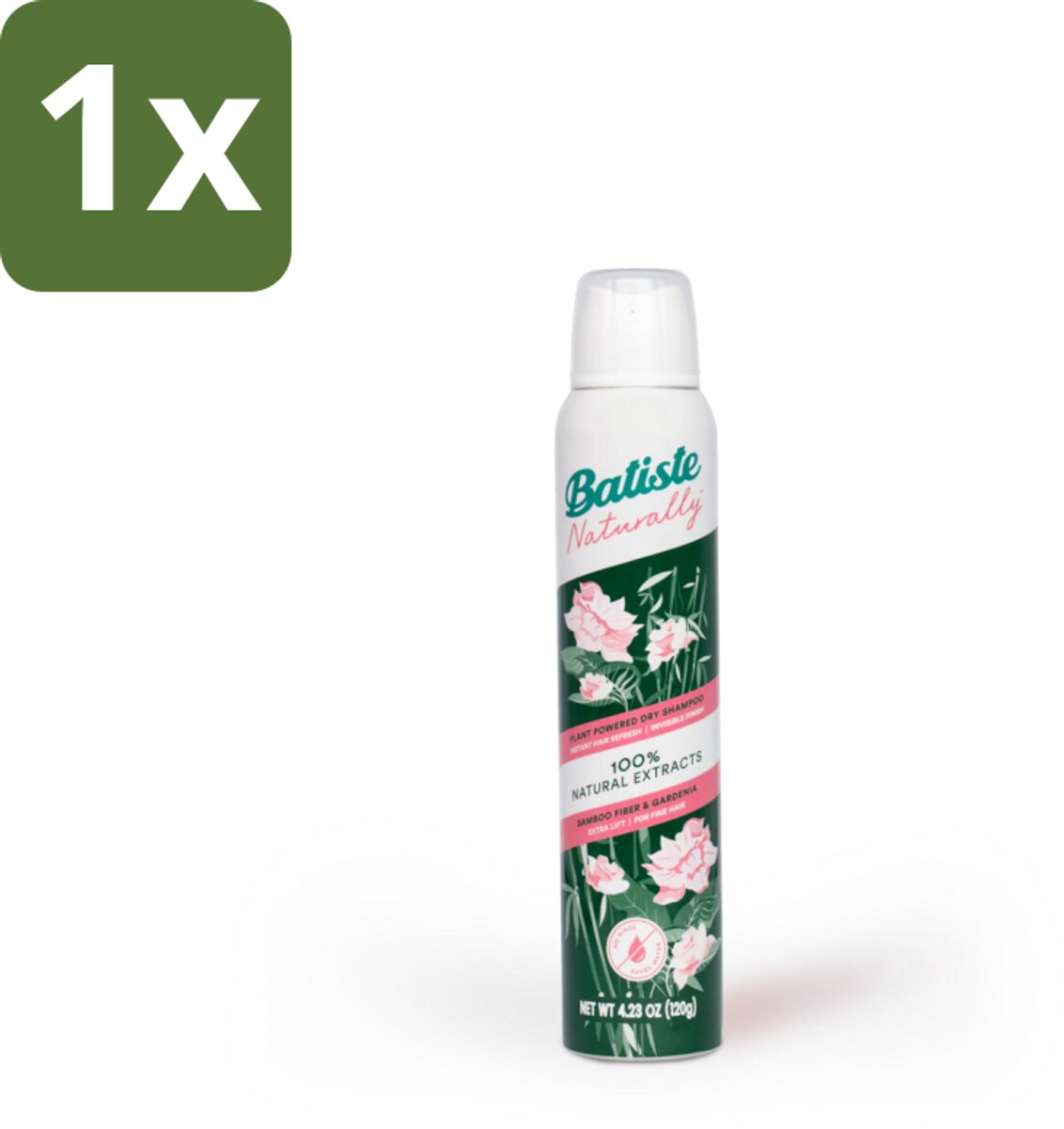 Batiste - Naturally Bamboo Fibre & Gardenia - Droogshampoo - Versterkt en Verfrist - 100% Natuurlijk - 200ml - 1 stuk