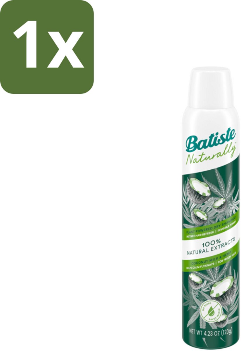 Batiste - Naturally Coconut Milk & Hemp Seed Oil - Droogshampoo - Anti-Pluis en Verfrist - 100% Natuurlijk - 200ml - 1 stuk