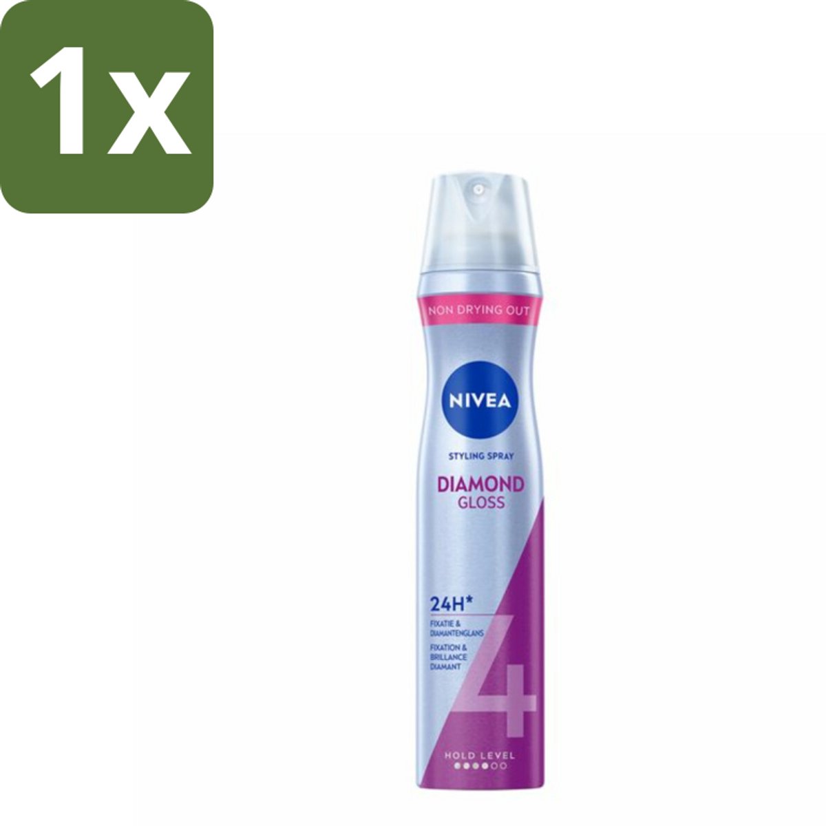 NIVEA - Stylingspray - Diamantglans Verzorging - Sterkte 4 - 250 ml - 1 stuk