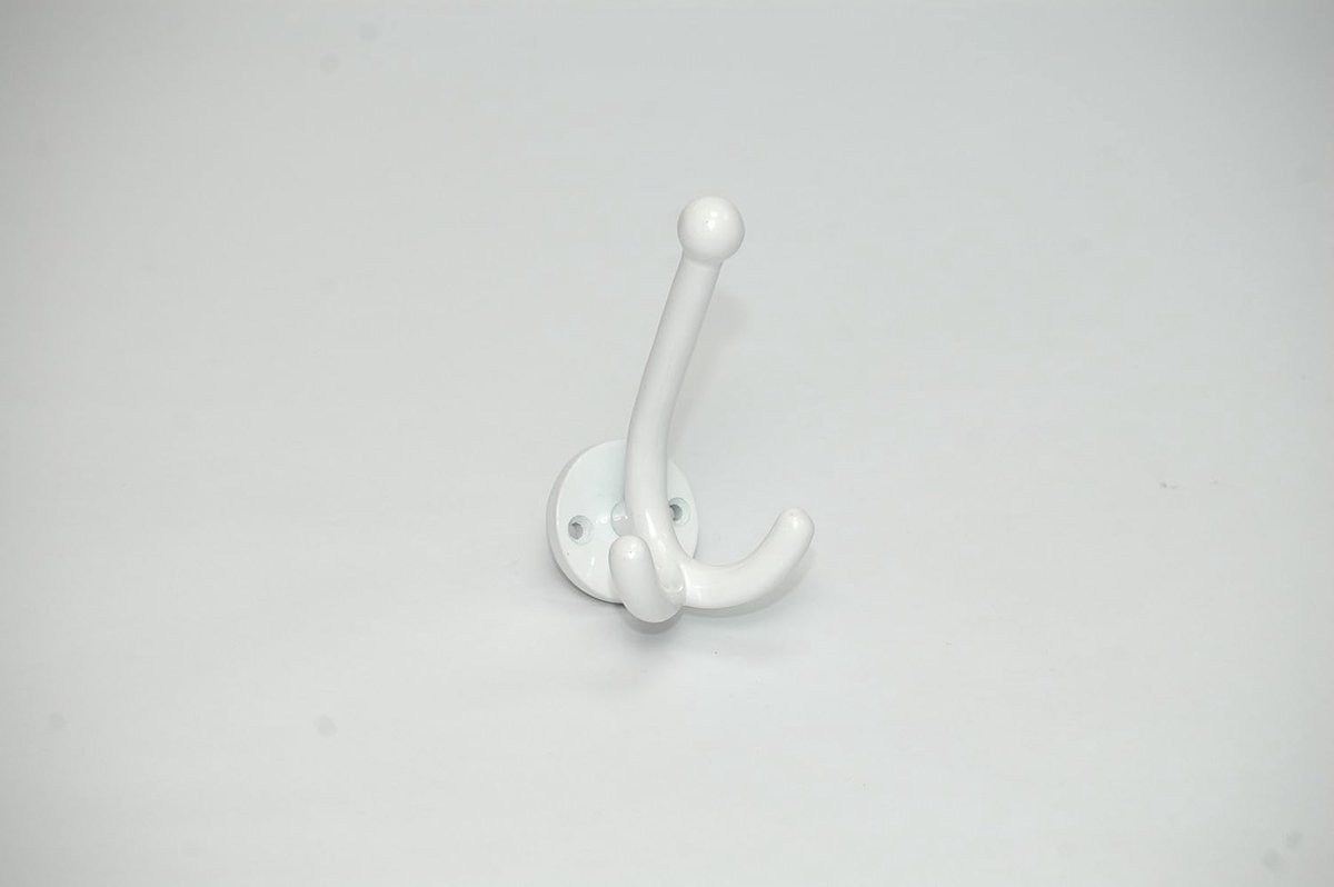 Towel hooks dubbel 130 x 70 x 95 mm - aluminium wit - 5 stuks - ideaal voor kleding en handdoeken - ShopVlot