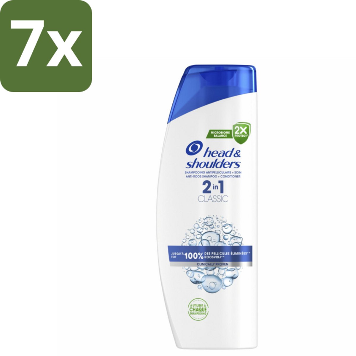 Head & Shoulders - Shampoo - 2-in-1 - Classic - 100% Roosvrij - 400 ml - Bulkverpakking - 7 stuks