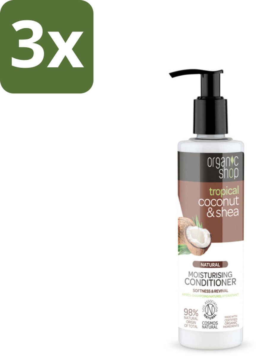 Organic Shop - Coconut & Shea Conditioner - Verzorgend en Voedend - 280 ml - Bulkverpakking - 3 stuks