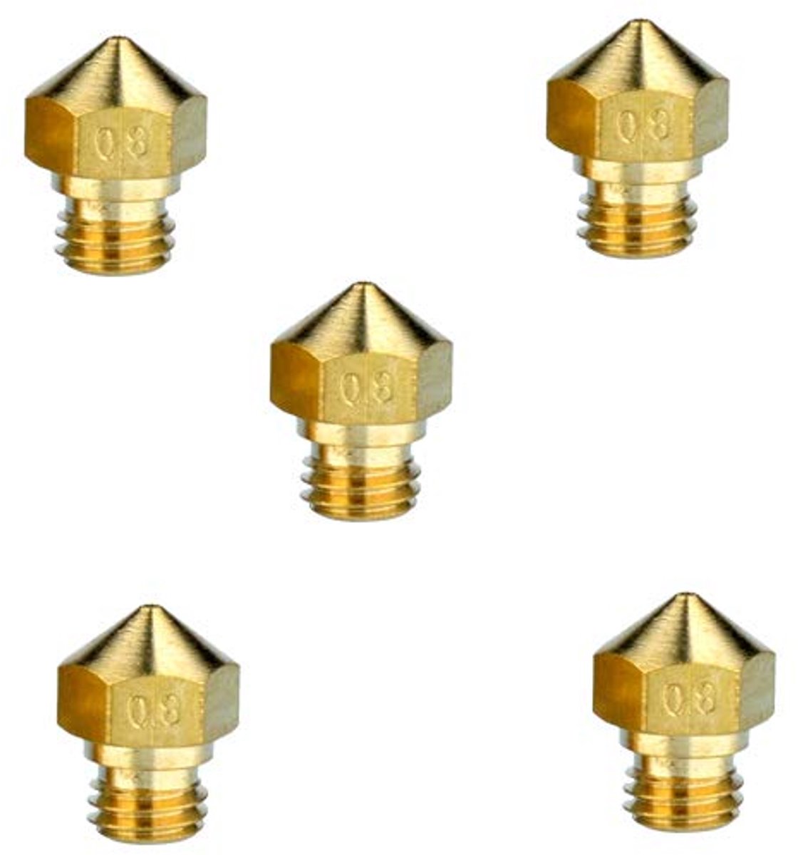 3D printer extruder nozzle 0.8 mm - M7 MK10 compatibel - 5 stuks - perfect voor precisieprints - ShopVlot