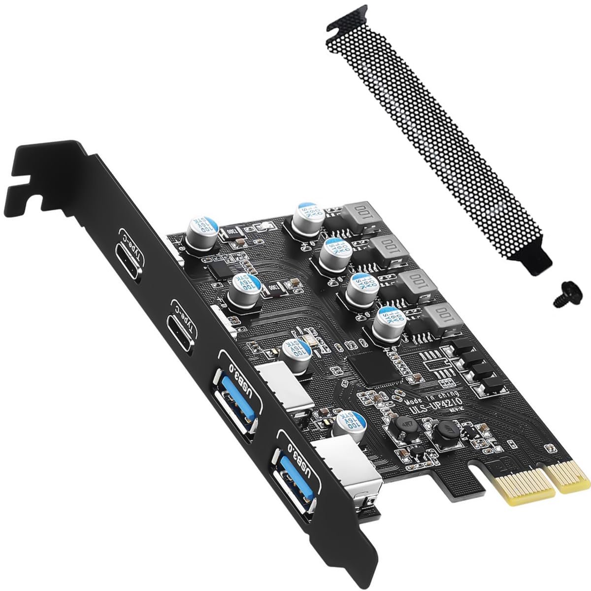 PCIe USB 3.0 kaart 7 poorten - 2 x Type C, 2 x Type A - 5Gbps snelheidsupgrade - ShopVlot