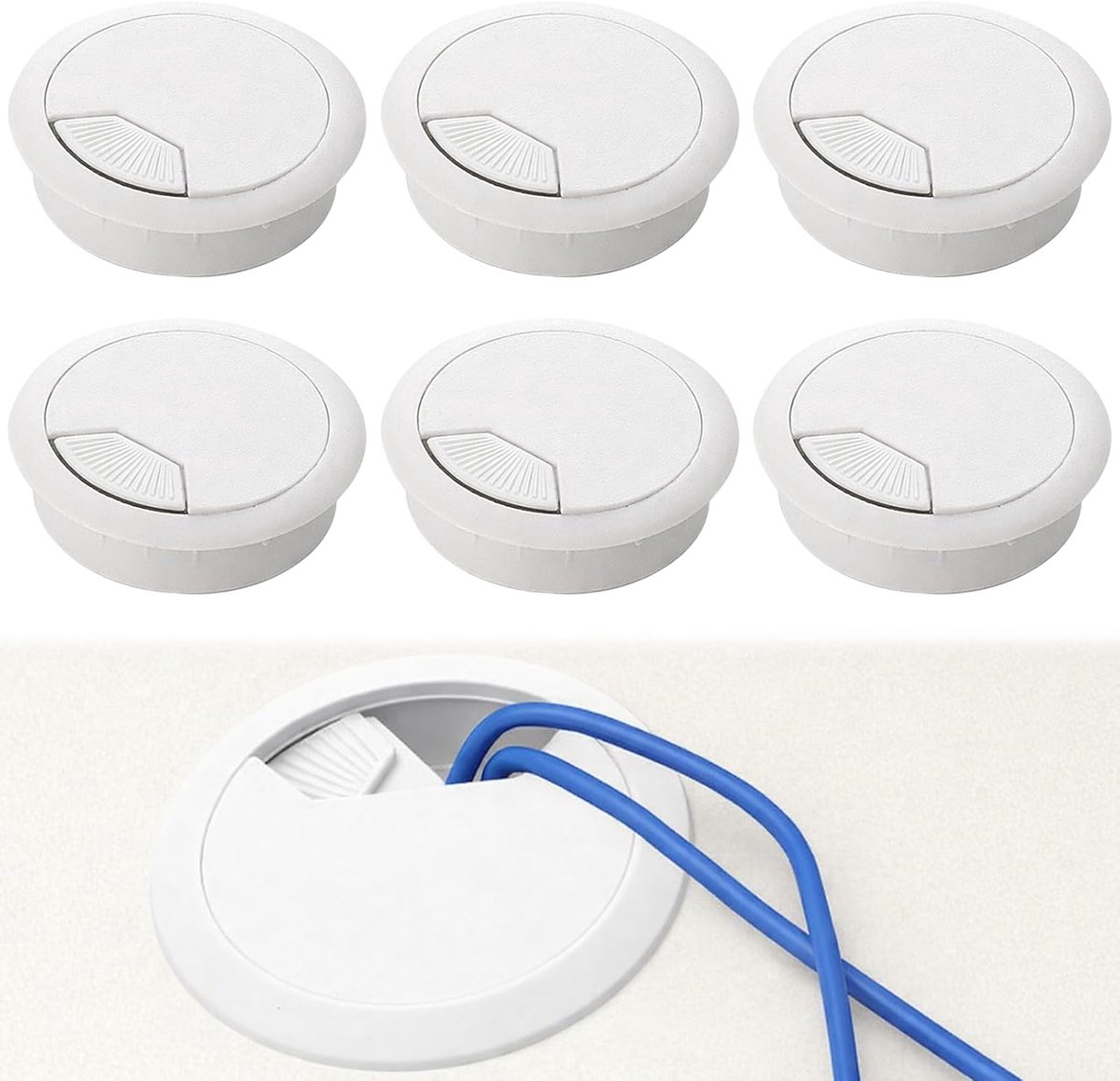 Kabeldoorvoer voor bureaus 50 mm - Wit - Discreet ontwerp - Eenvoudige installatie - ShopVlot