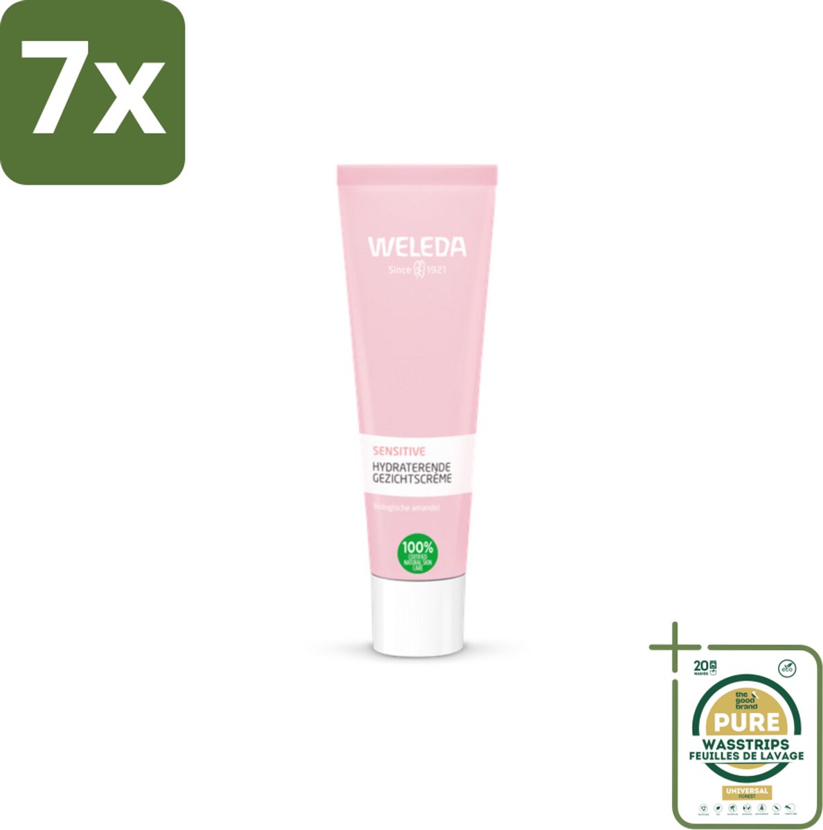 7 x WELEDA - Gezichtscrème Sensitive Hydraterend - Voor gevoelige huid - 30 ml - Grootverpakking - Gevoelige Huid - Hydraterende Crème - Amandelolie - Roodheid Verminderen - Vegan Crème