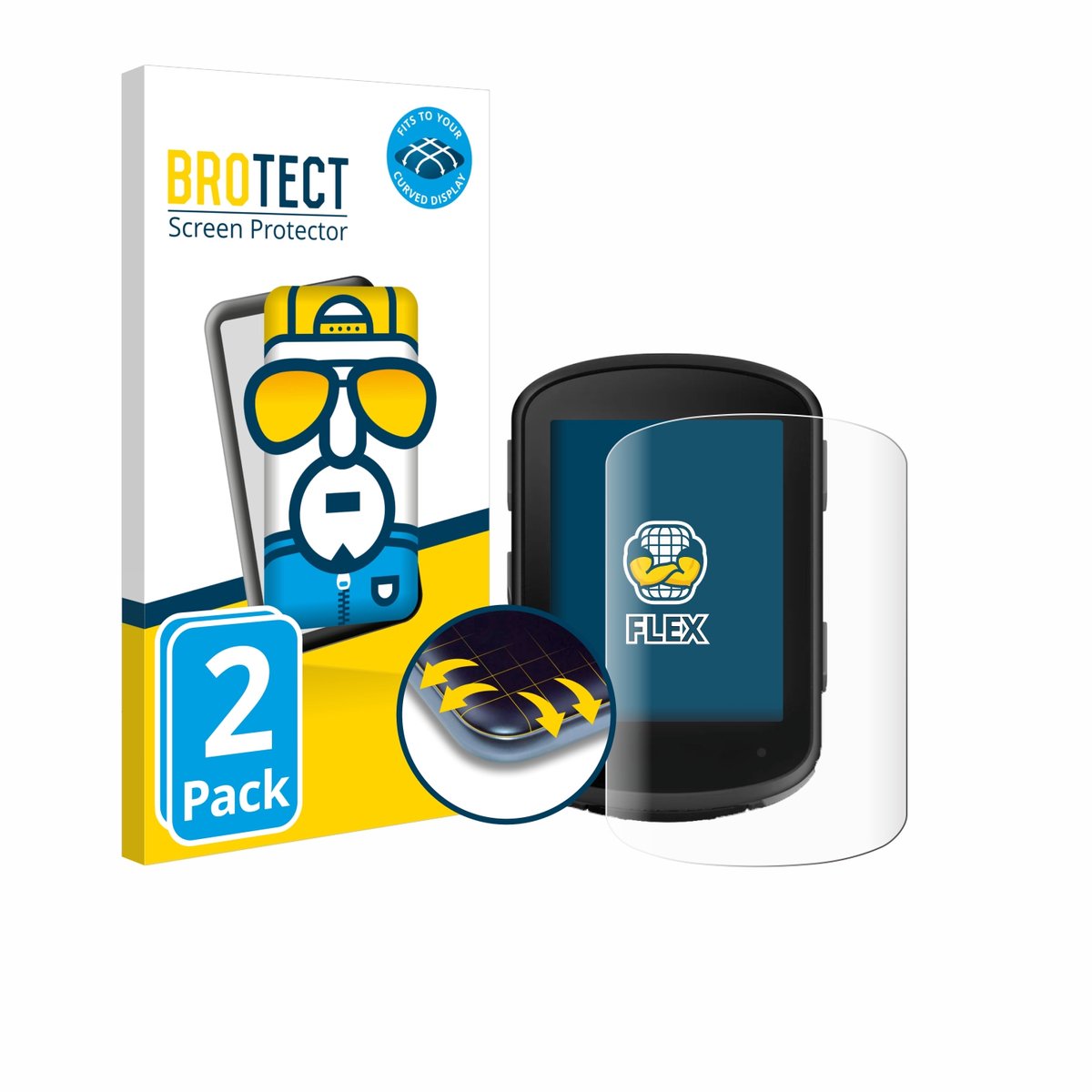 BROTECT - Screenprotector voor Garmin Edge 540 Solar - Folie Beschermfolie transparant volledig dekking - 2 Stuks
