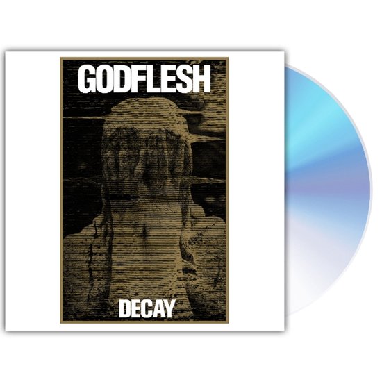 Albumhoes met de titel "GODFLESH DECAY" en een textuurafbeelding van een gebouwenkop.