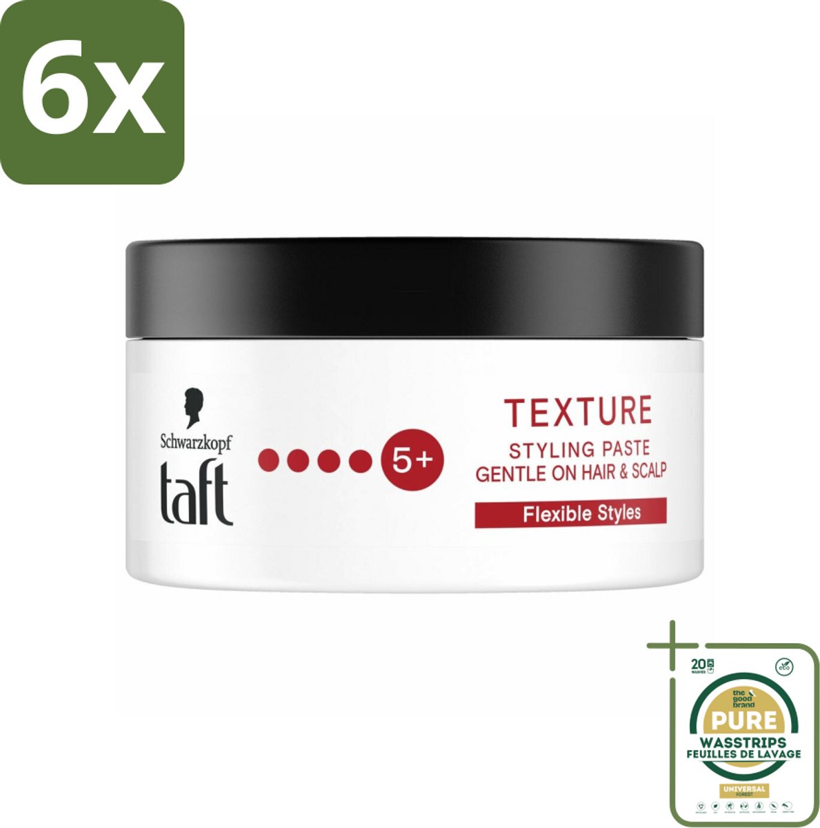 Taft - Texture Styling Paste - Hold 5+ - Gedefinieerde textuur - 100 ml - Voordeelverpakking - 6 stuks - Textuurpasta - Taft