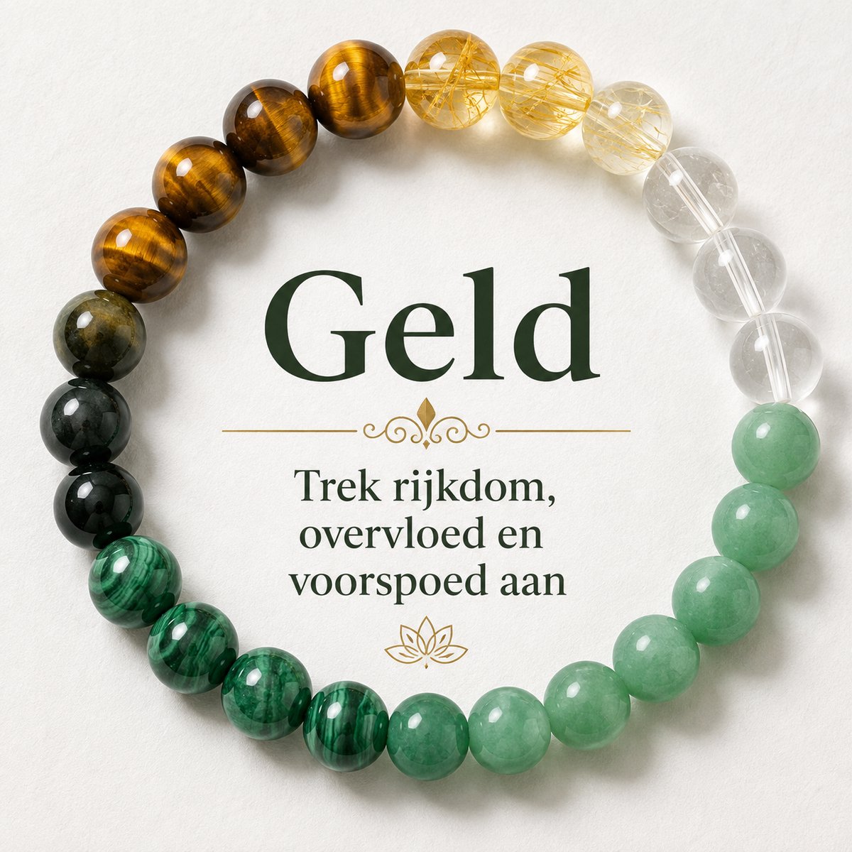 S4H - Manifestatie Armband – Geld & Rijkdom – Trek Voorspoed en Overvloed Aan – Positieve Energie – Affirmatie Sieraad