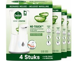 Dettol No-Touch - 4 x Automatische Zeepdispenser Zilver met Hydraterende Aloë Vera Navulling - 250 ml