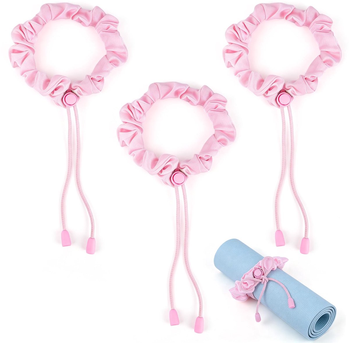 Yogamat set 3st - Srunchie, Matband & Haarband - Roze - Perfect voor yoga en sport - ShopVlot