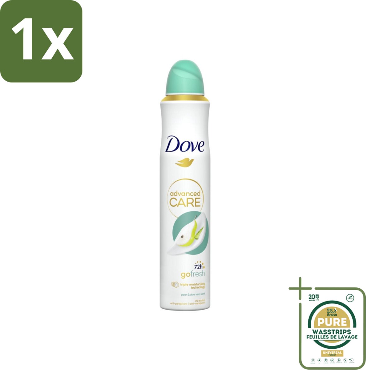 1 x Dove Deodorant Spray - Peer & Aloë Vera - 200 ml- Dove Deodorant Spray - Peer & Aloë Vera - Anti-Transpirant - 72 Uur Bescherming - Huidverzorging