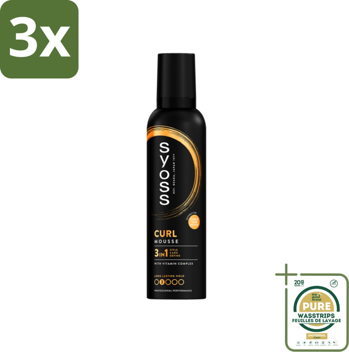 3 x Syoss - Curl - Haarmousse - Anti-Pluis & Bounce - 250 ml - Grootverpakking - Haarmousse - Krullen - Anti-pluis - Haartypen - Kruldefinitie