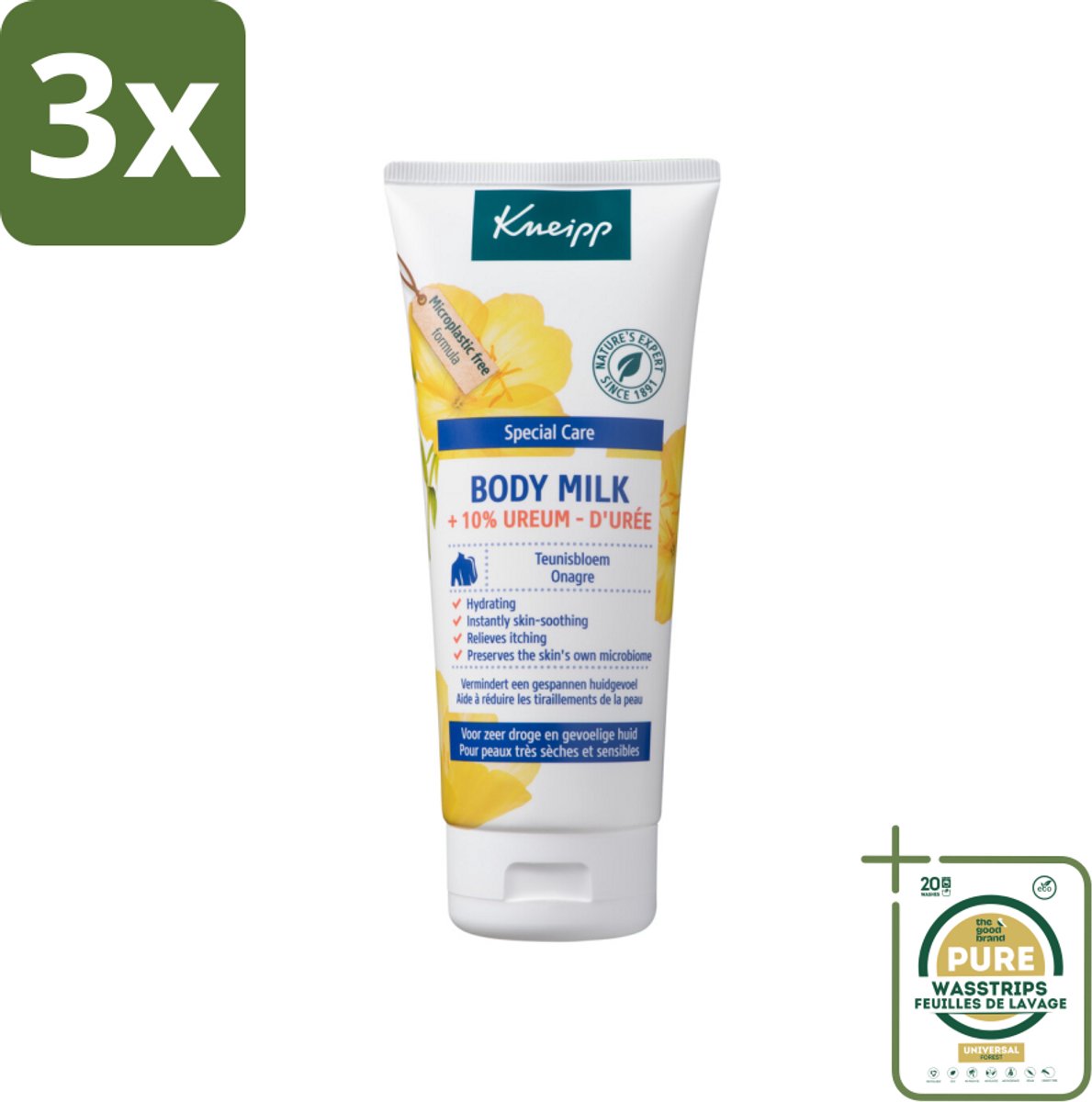 3 x Kneipp - Body milk - Special Care - Met 10 % ureum - Voor zeer droge & gevoelige huid - 200 ml - Grootverpakking - 10% Ureum - Zeer Droge Huid - Gevoelige Huid - Jeukverlichting - Huidbarrière