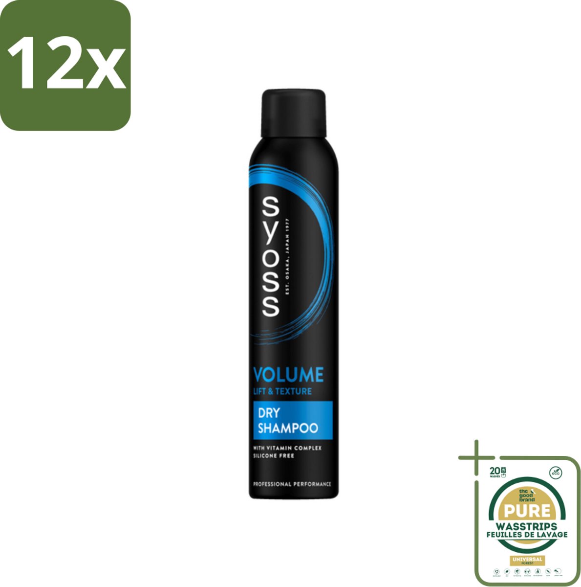 SYOSS - Volume Droogshampoo - Shampoo - Voor Volumeboost - 200ml - Voordeelverpakking - 12 stuks - Haarvolume - Fris haar