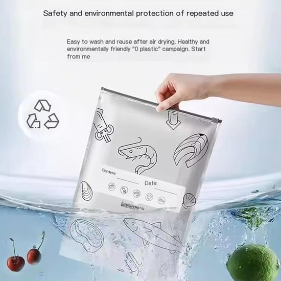 Herbruikbare Voedselzakken - 30 Stuks Diepvries Opbergset Met Rits - Aluminium Folie Zakken Voor Groenten Fruit En Vlees - 20x13 Cm Keukenorganisatie Voor Voorraadkast — afbeelding 2