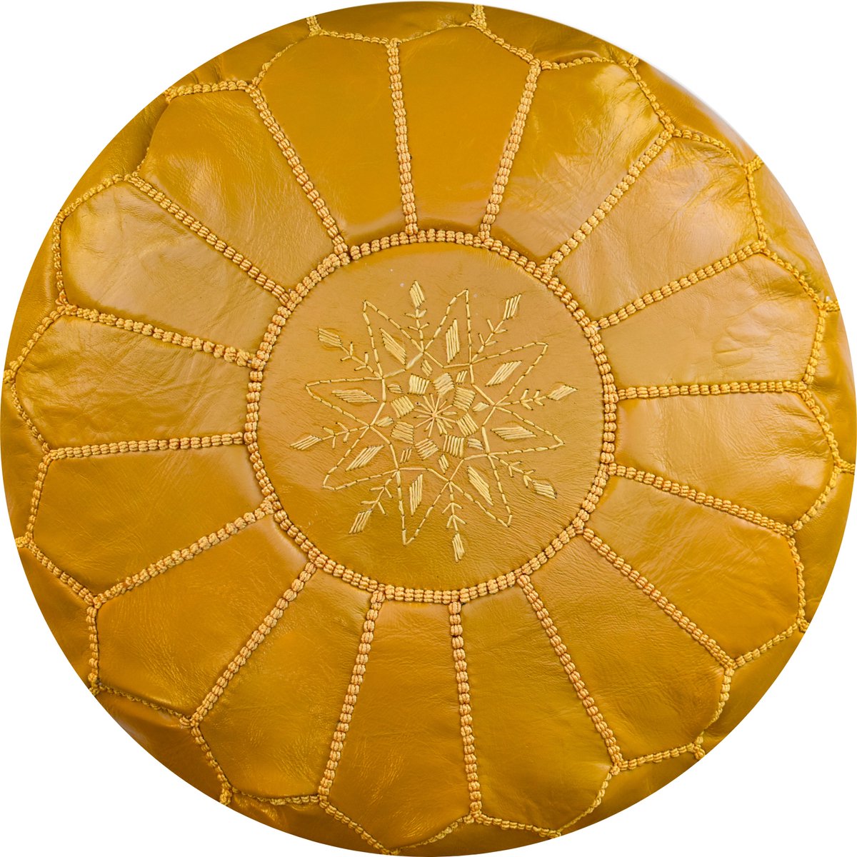 Poufs&Pillows Poef leer - Geel - Handgemaakt en stijlvol - Gevuld geleverd