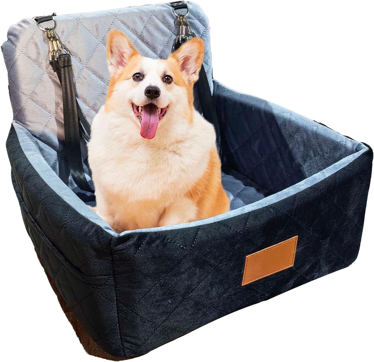 Hond autostoeltje voor middelgrote honden - Wasbaar dog bed - Inclusief veiligheidsleashes - Veilig en comfortabel reizen